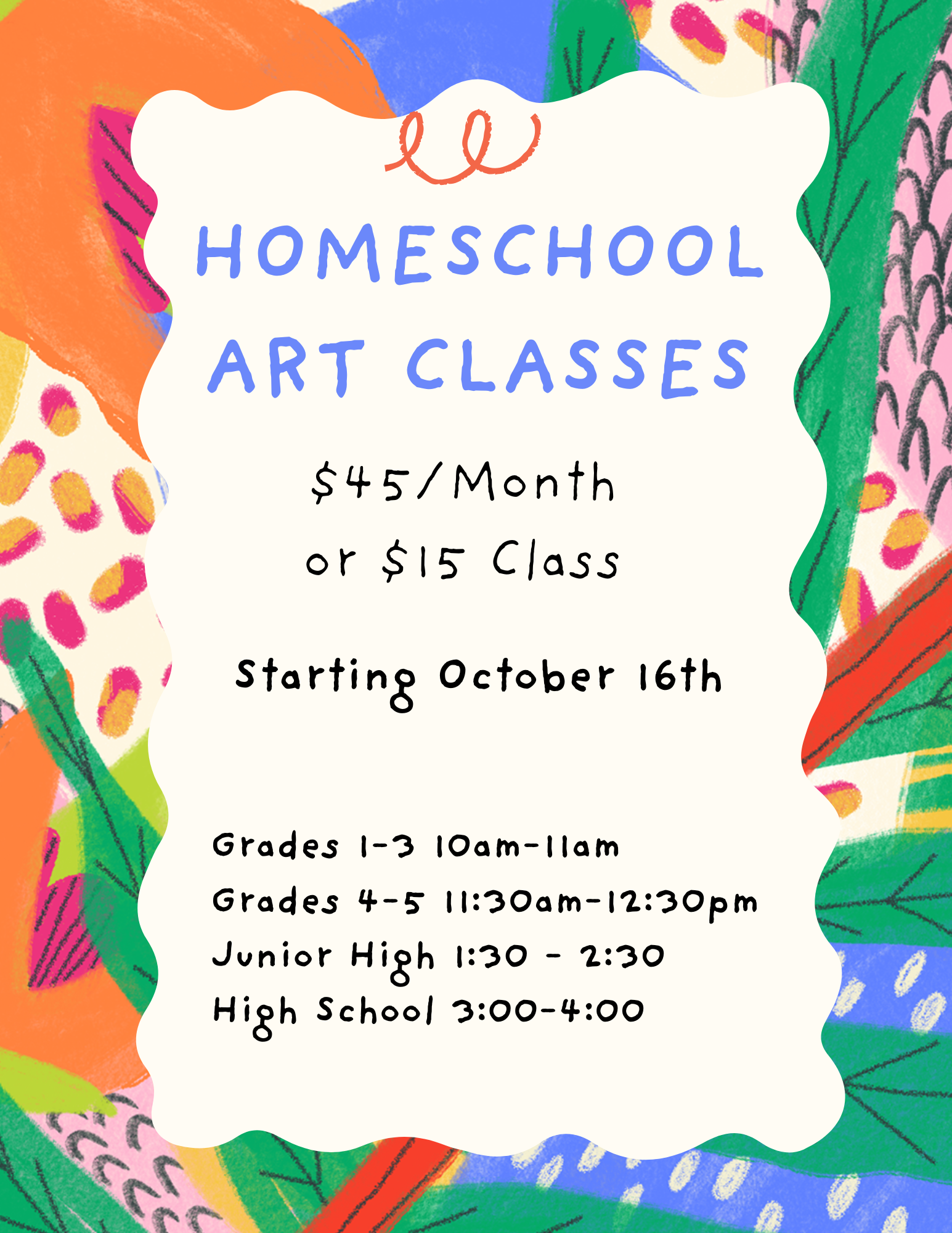 Homeschool Art Class - 1 Session